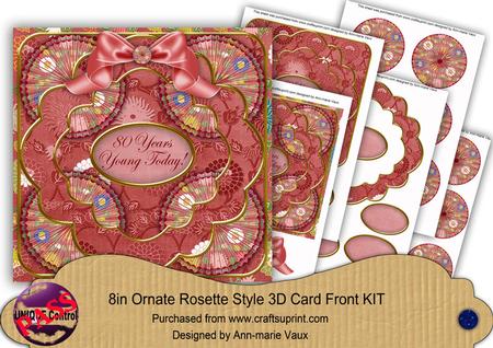Red Oriental Flower 80 Years Young 8in Rosette Cf Kit