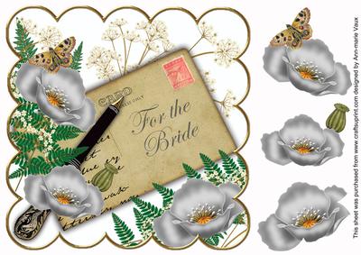 Silver Poppy for the Bride Ink Saver 8in Decoupage Topper