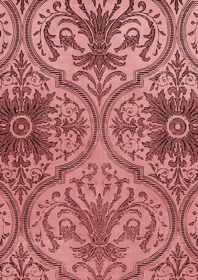Red Flower Black Damask A4 Backing Paper