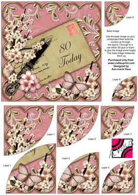 Oriental Pink Blossom 80 Today 6in Duo Corner Stacker