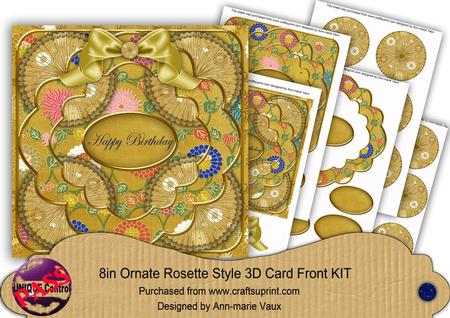 Gold Oriental Flower Happy Birthday 8in Rosette Cf Kit