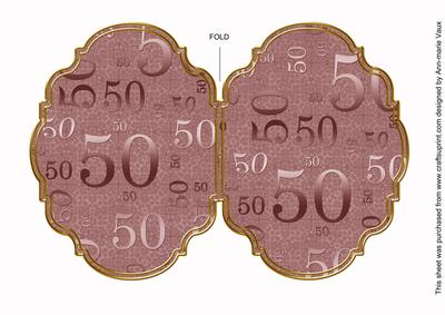 Dusky Pink 50 Lace 7x5in Fancy Bracket Folded Card