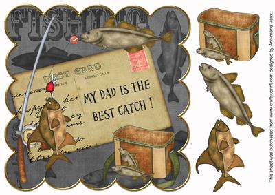 Dad is Best Catch Black Fishing 8in Decoupage Step by Step