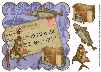 Dad is Best Catch Blue Fishing 8in Decoupage Step by Step