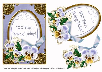 Pale Blue Pansy 100 Years Young Oval 7x5in Step by Step
