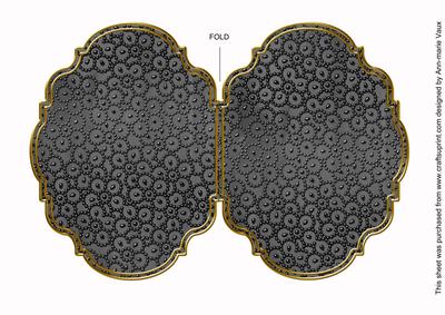 Black Metallic Floral Beads 7x5in Fancy Bracket Folded Card
