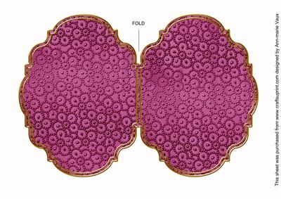 Cerise Metallic Floral Bead 7x5in Fancy Bracket Folded Card