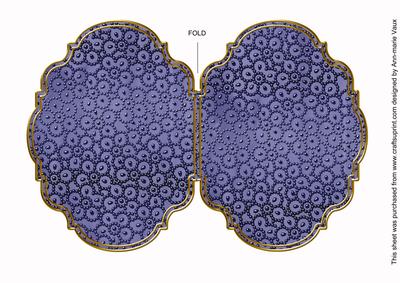 Dblue Metallic Floral Bead 7x5in Fancy Bracket Folded Card