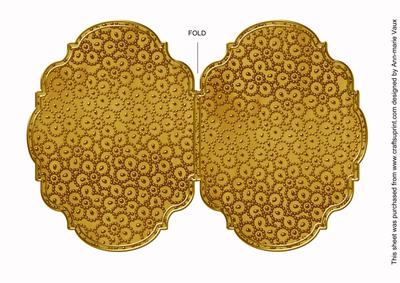 Gold Metallic Floral Bead 7x5in Fancy Bracket Folded Card