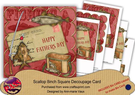Red Fishing Happy Fathers Day 8in Xtreme Decoupage Kit