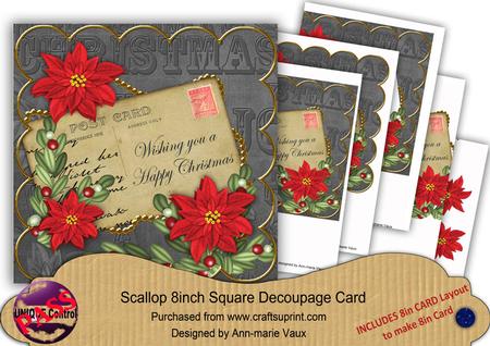 Red Poinsettia Bk Wishing Christmas 8in Xtreme Decoupage Kit