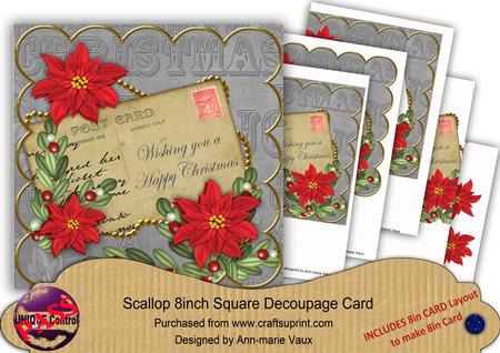 Red Poinsettia Si Wishing Christmas 8in Xtreme Decoupage Kit