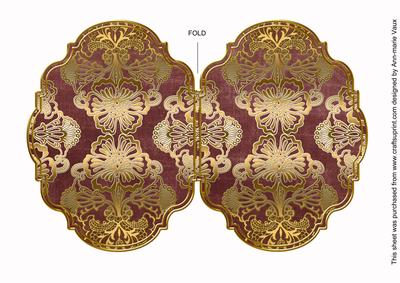 Dusky Pink Gold Damask 7x5in Fancy Bracket Folded Card