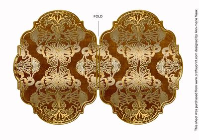 Gold Damask 7x5in Fancy Bracket Folded Card