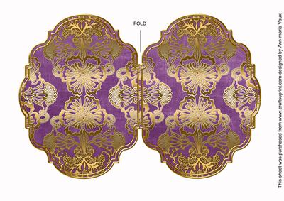 Lilac Damask 7x5in Fancy Bracket Folded Card