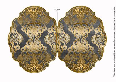 Silver Damask 7x5in Fancy Bracket Folded Card