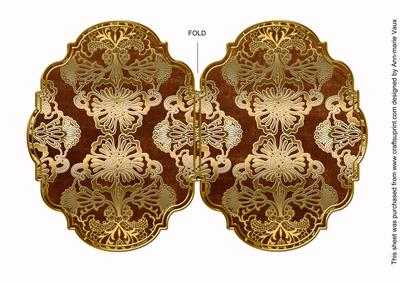 Vtea Damask 7x5in Fancy Bracket Folded Card