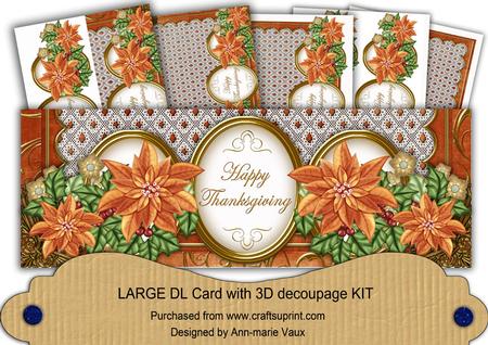 Borange Poinsettia Happy Thanksgiving Large Dl Card Kit