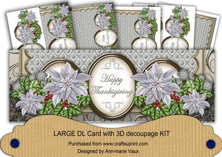 Silver Poinsettia Happy Thanksgiving Large Dl Card Kit