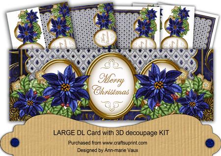 Dblue Poinsettia Merry Christmas Large Dl Card Kit