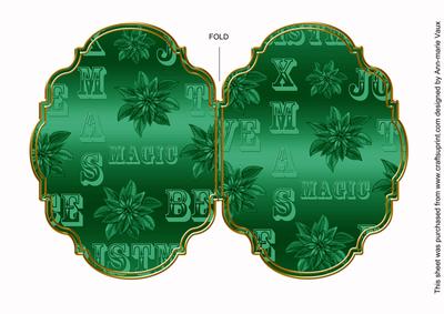 Christmas Metallic Dgreen 7x5in Fancy Bracket Folded Card