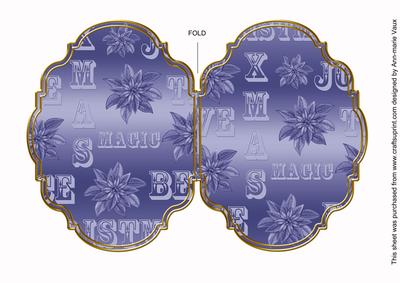 Christmas Metallic Blue 7x5in Fancy Bracket Folded Card