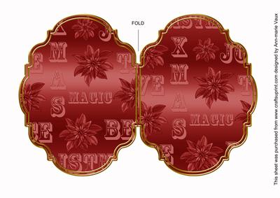 Christmas Metallic Dred 7x5in Fancy Bracket Folded Card