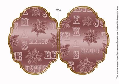 Christmas Metallic Duskpink 7x5in Fancy Bracket Folded Card