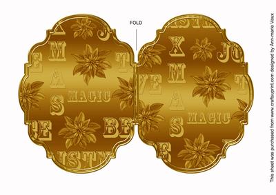 Christmas Metallic Gold 7x5in Fancy Bracket Folded Card