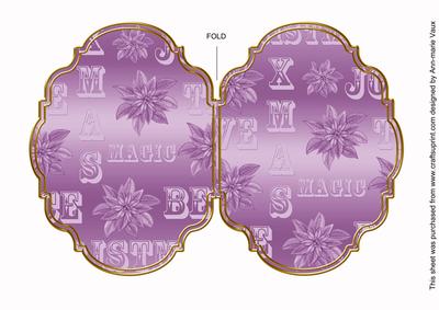 Christmas Metallic Lilac 7x5in Fancy Bracket Folded Card