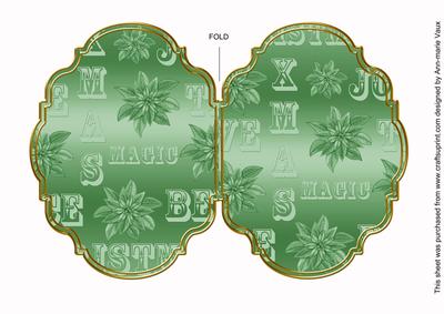 Christmas Metallic Midgreen 7x5in Fancy Bracket Folded Card