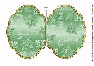 Christmas Metallic Mintgreen 7x5in Fancy Bracket Folded Card