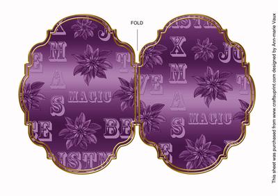 Christmas Metallic Purple 7x5in Fancy Bracket Folded Card