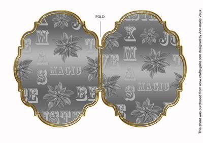Christmas Metallic Silver 7x5in Fancy Bracket Folded Card