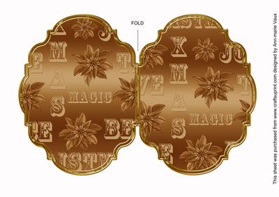 Christmas Metallic Vtea 7x5in Fancy Bracket Folded Card