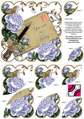Pale Blue Roses 80 Today Ink Saver 6in Duo Corner Stacker