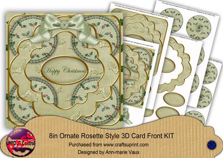 Olive Holly Happy Christmas 8in Rosette Cf Kit
