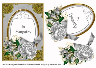 Silver Rose in Sympathy Oval 7x5in Step by Step