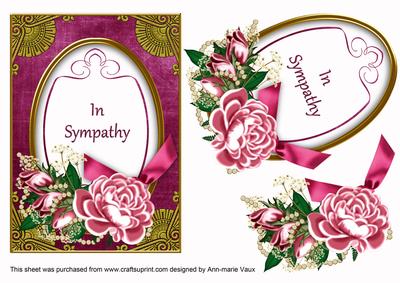 Cerise Rose in Sympathy Oval 7x5in Step by Step