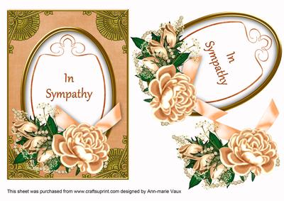 Peach Rose in Sympathy Oval 7x5in Step by Step