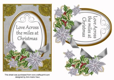 Silver Poinsettia Across the Miles Oval 7x5in Step by Step