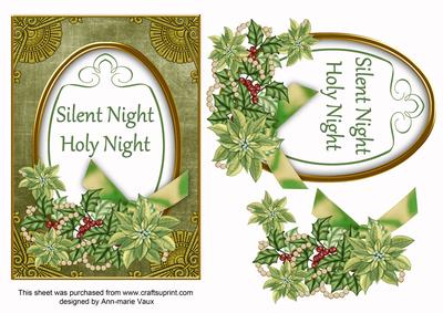 Olive Poinsettia Silent Night Oval 7x5in Step by Step