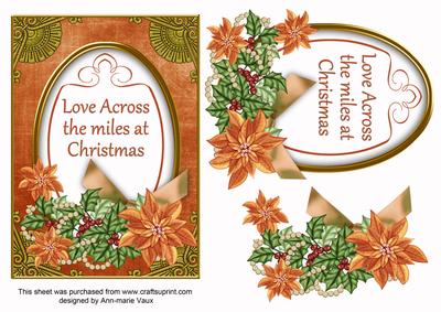 Borange Poinsettia Across the Miles Oval 7x5in Step by Step
