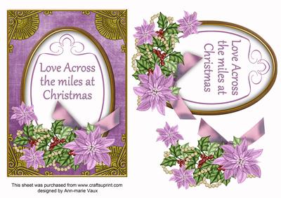 Lilac Poinsettia Across the Miles Oval 7x5in Step by Step