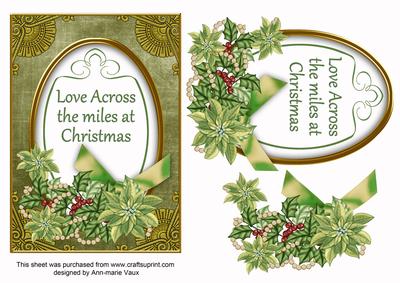 Olive Poinsettia Across the Miles Oval 7x5in Step by Step