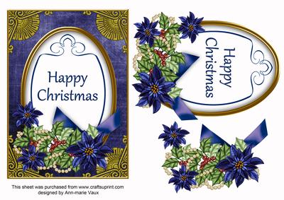 Dblue Poinsettia Happy Christmas Oval 7x5in Step by Step