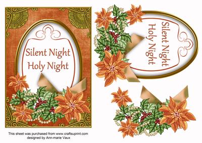 Borange Poinsettia Silent Night Oval 7x5in Step by Step