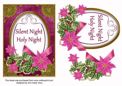 Cerise Poinsettia Silent Night Oval 7x5in Step by Step