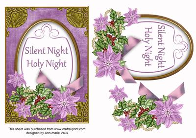 Lilac Poinsettia Silent Night Oval 7x5in Step by Step