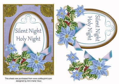Pblue Poinsettia Silent Night Oval 7x5in Step by Step
